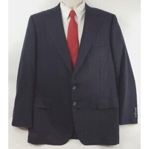 Tom James RGS Blazer Sport Coat Suit Jacket Men 44L Black 2 Button Notch Lapel